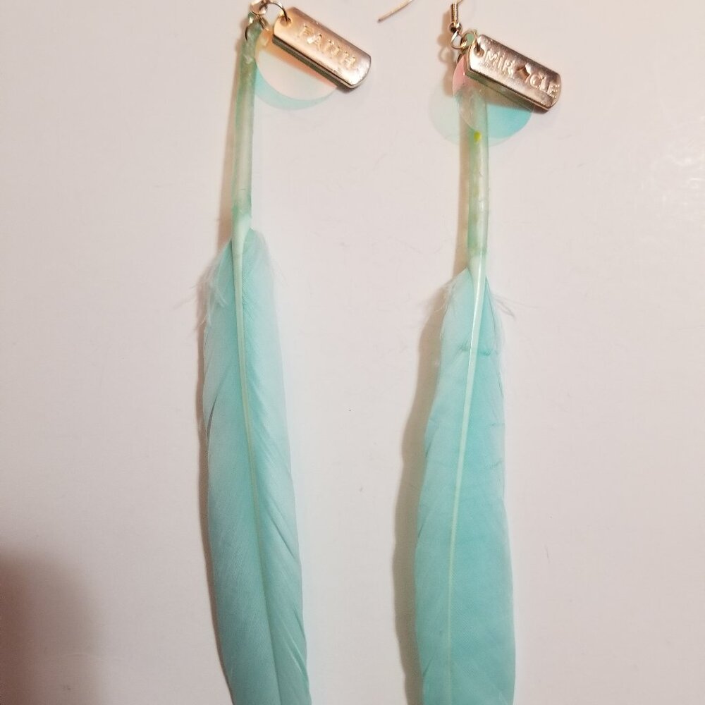 Feather-Sequin-Word-Pendant Earring Pairs